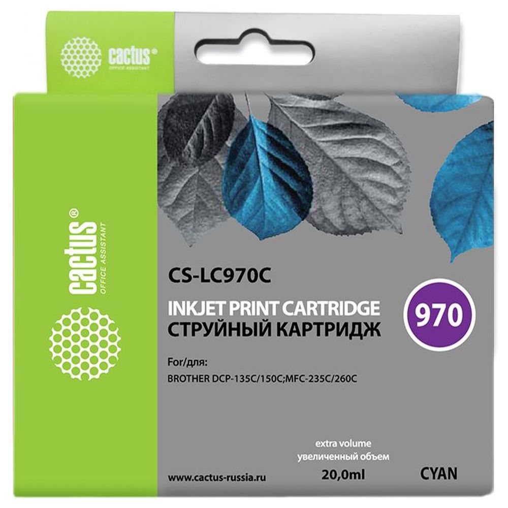 Картридж Cactus LC970C (CS-LC970C) голубой для Brother