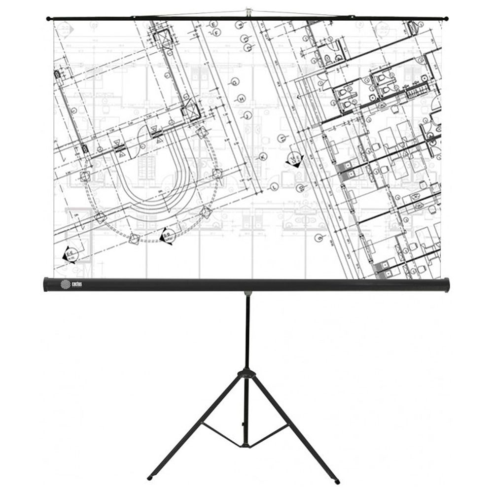 Экран Cactus 127x127см Triscreen, 71", 1:1 напольный, рулонный, черный, CS-PST-127X127