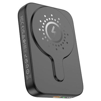 Внешний аккумулятор Hoco J117A PD20W, QC 3.0 MagSafe 10000mAh с беспроводной зярядкой, черный