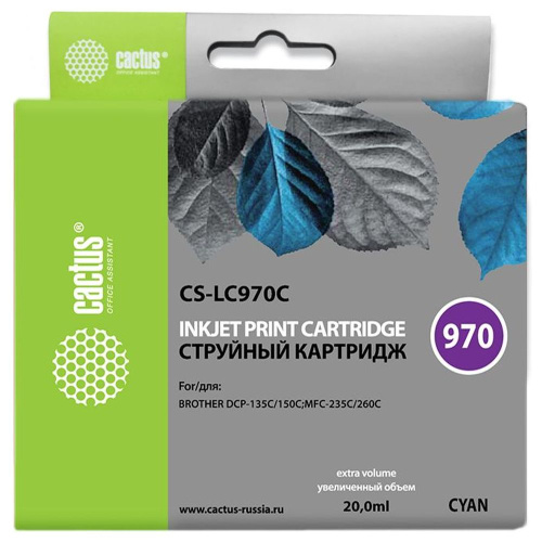 Картридж Cactus LC970C (CS-LC970C) голубой для Brother