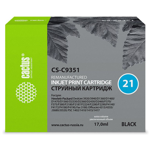Картридж Cactus C9351A (CS-C9351) 21 черный для HP