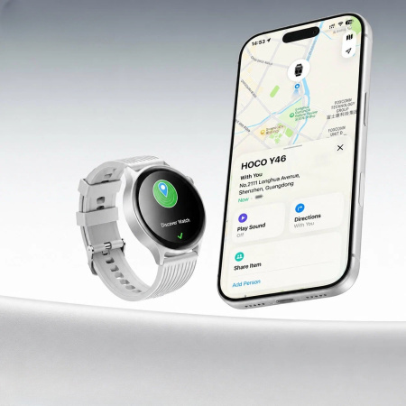 Смарт-часы Hoco Watch Y46 с Apple Find My, серебристый