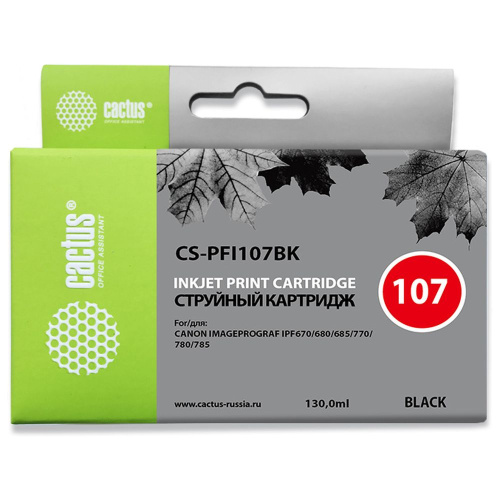 Картридж Cactus PFI-107BK (CS-PFI107BK) черный для Canon