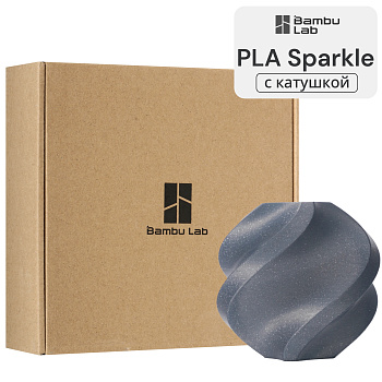 Филамент Bambu Lab PLA Sparkle 1кг, RFID (с катушкой) Slate Gray Sparkle (13102)