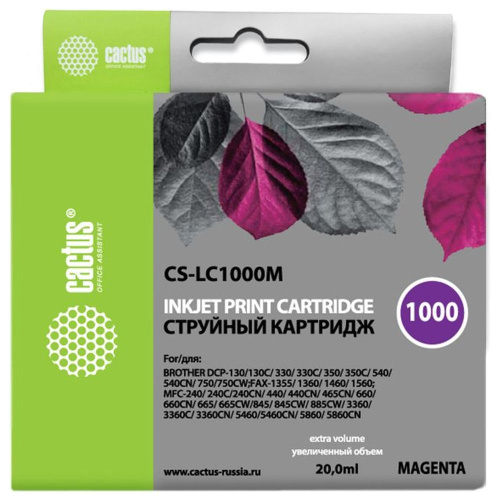 Картридж Cactus LC1000M (CS-LC1000M) пурпурный для Brother