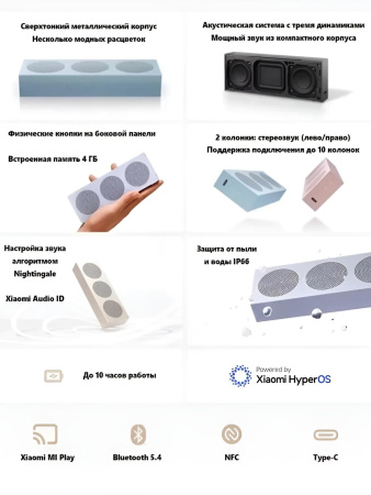 Колонка портативная Xiaomi Portable Bluetooth Speaker 16W, OH3S CN, титан