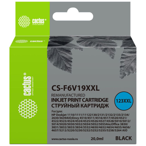 Картридж Cactus F6V19AE (CS-F6V19XXL) 123XL черный для HP