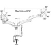 Кронштейн для мониторов настольный Cactus 15"-27" до 8кг, поворот и наклон, CS-VM-FE124D-AL