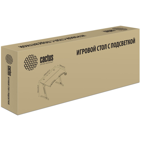 Стол компьютерный игровой Cactus 120x60x78см с подсветкой, МДФ, карбон, металл,CS-GTIZ-BK-CARBON-RGB