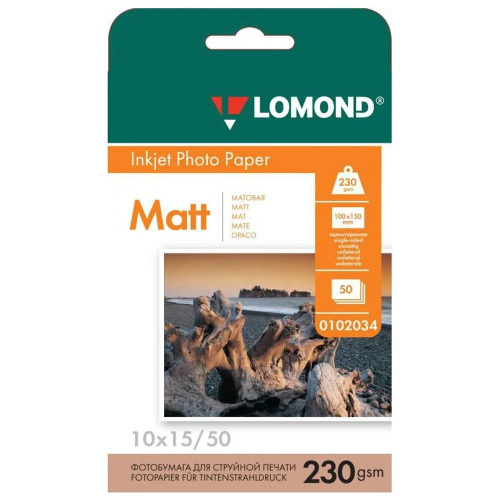 Фотобумага Lomond A6 матовая, односторонняя, 230 г/м2, 50 листов 0102034