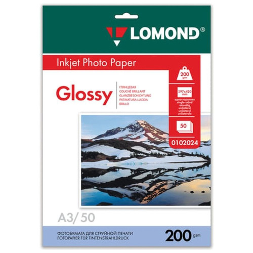 Фотобумага Lomond A3 глянцевая, односторонняя, 200г/м2, 50л. 0102024