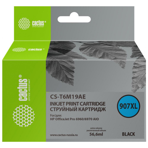 Картридж Cactus T6M19AE (CS-T6M19AE) 907XL черный для HP