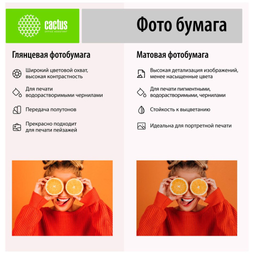 Фотобумага Cactus A6 10x15 матовая, 200г/м2, 500л, белая для струйной печати CS-MA6200500