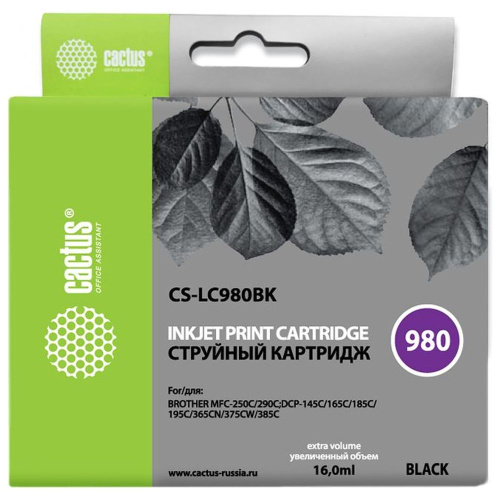Картридж Cactus LC980BK (CS-LC980BK) черный для Brother