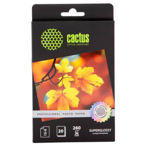 Фотобумага Cactus A6 10x15 глянцевая, 260г/м2, 20л. CS-HGA626020 Prof