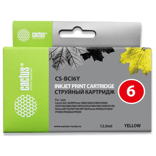 Картридж Cactus BCI-6Y (CS-BCI6Y) желтый для Canon