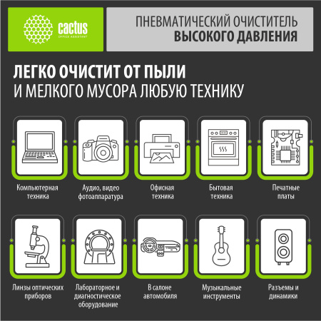 Пневматический очиститель (сжатый воздух) Cactus CS-Air400 для очистки техники, 400мл