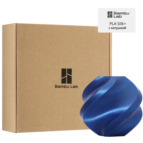 Филамент Bambu Lab PLA Silk+ 1кг, RFID (с катушкой) Blue (13604)