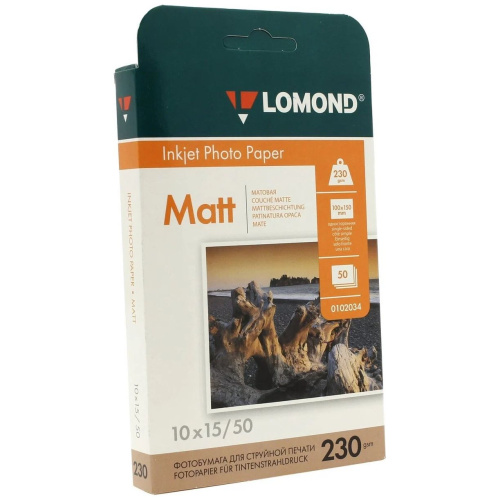 Фотобумага Lomond A6 матовая, односторонняя, 230 г/м2, 50 листов 0102034