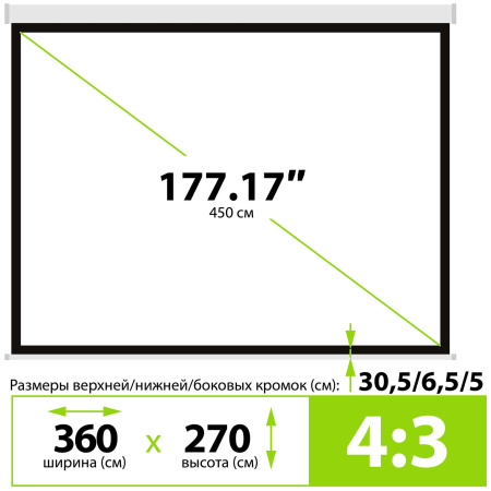 Экран Cactus 360x270см MotoExpert, 177", 4:3 настенно-потолочный, эл.привод белый CS-PSME-360x270-WT
