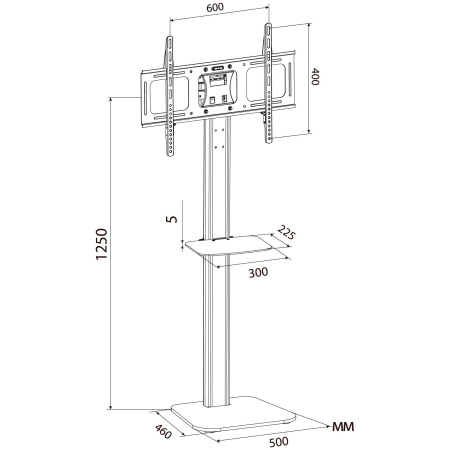 Стойка для телевизора напольная Cactus 37"-70" до 68кг, черная, CS-VM-ST97-D