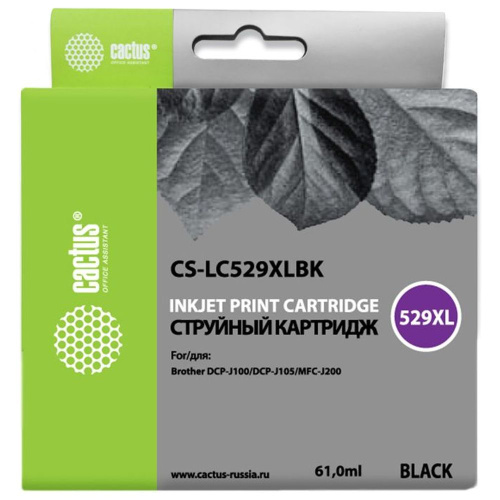 Картридж Cactus LC529XLBK (CS-LC529XLBK) черный для Brother