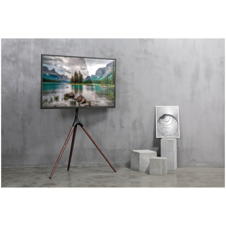 Подставка для телевизора напольная Cactus 45"-65", до 32кг, черная/орех, CS-ST1246BKWN