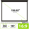 Экран Cactus 332x187см Wallscreen, 150", 16:9 настенно-потолочный, рулонный черный CS-PSW-187X332-BK