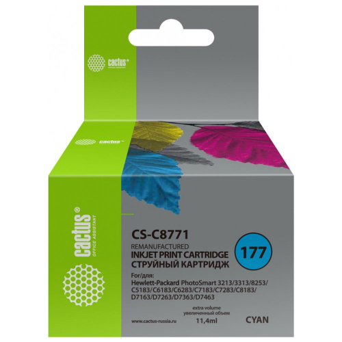 Картридж Cactus C8771H (CS-C8771) 177 голубой для HP