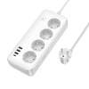 Удлинитель Hoco AC21 сетевой фильтр, 4 розетки+3xUSB-A+USB-C, 1.5 м белый