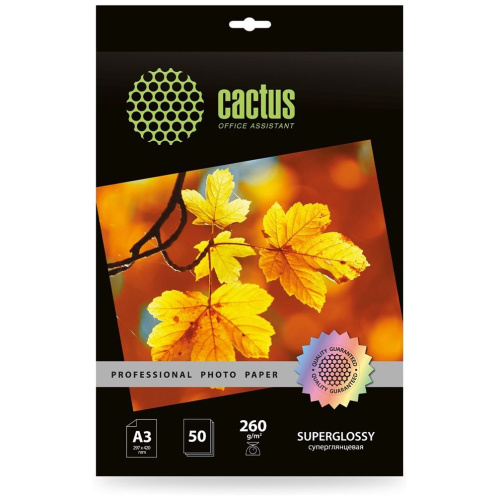 Фотобумага Cactus A3 глянцевая 260г/м2, 50л., CS-HGA326050 Prof