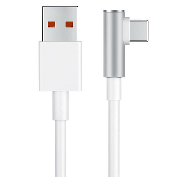 Кабель Xiaomi USB - Type-C, 6A 1,5м, L-штекер, белый (для быстрой зарядки)