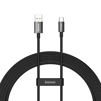 Кабель Baseus USB - Type-C, 65W 2м, Superior Series (SUPERVOOC) Fast Charging, черный CAYS001001