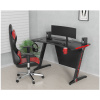 Стол компьютерный игровой Cactus 120x60x74см с подсветкой, МДФ, карбон, металл, CS-GTZ-BK-CARBON-RED